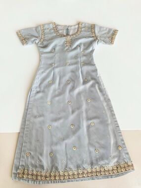 Modest Blue Beaded Midi Dress Medium